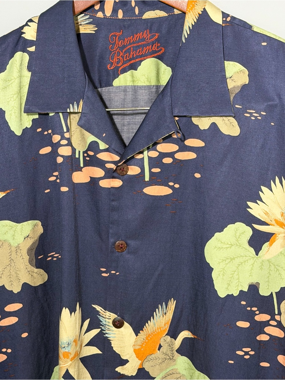 Tommy Bahama Navy Floral & Crane Island-Inspired Camp Shirt